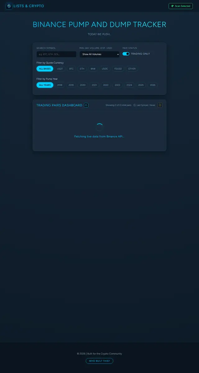 Binance Pairs Explorer page preview