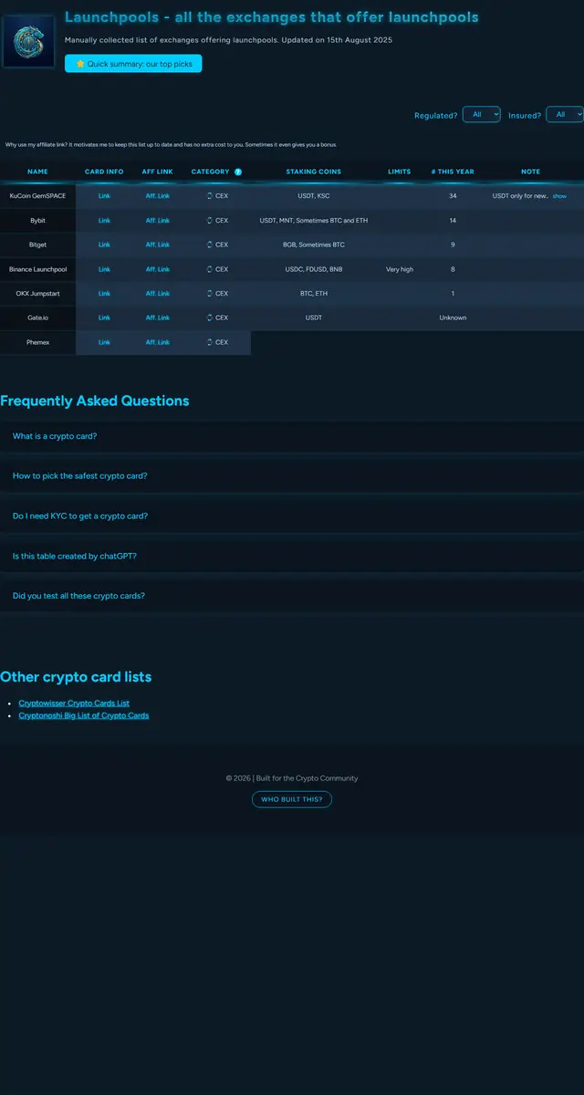 Launchpools Comparison page preview